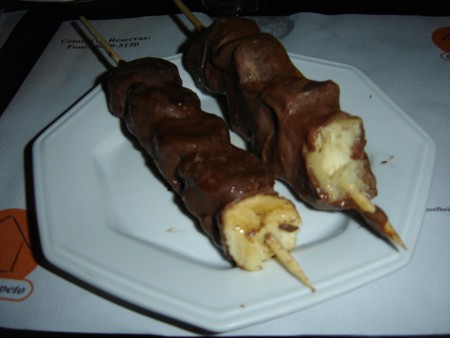 Espeto Banana com chocolate